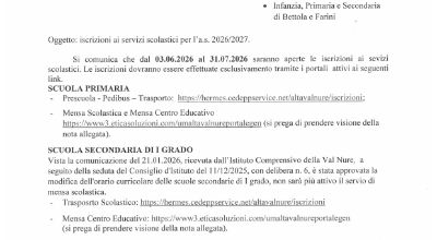 avviso iscrizione servizi scolastici